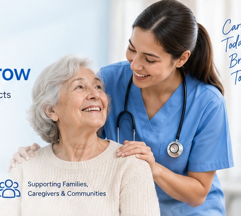 Caregiver supporting an older adult